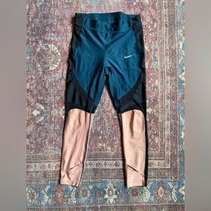 Women’s Medium Nike Running Blue Black and Pink tight fitting Leggings
